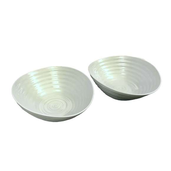 2 Portmeirion Sophie Conran Celadon Green Cereal Bowls 7.25" Ring Oval Ribbed - Picture 2 of 15